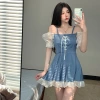 Swimsuit women's dress style one-piece conservative slimming Korean ins style pure desire small chest gathering fairy style hot spring swimming outfit Application Scenario